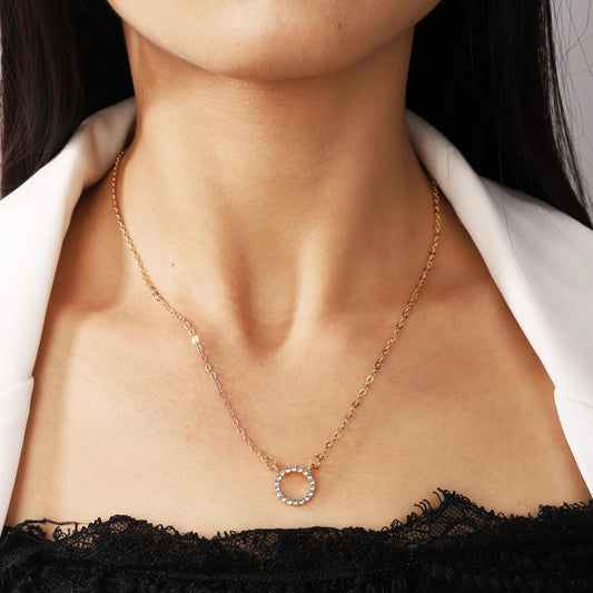 Women's Stone Pendant with Chain Micro Plating