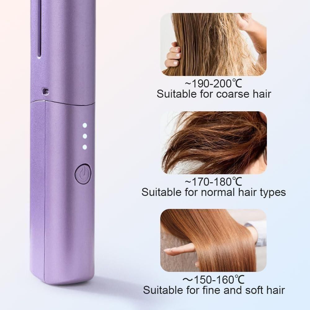 StraightEase Heat Styler Cordless Rechargeable Mini Adjustable Hair Straightener Hot Comb