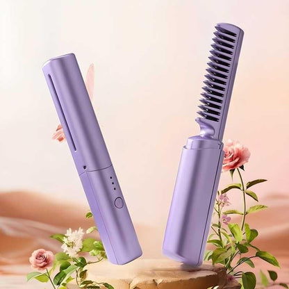 StraightEase Heat Styler Cordless Rechargeable Mini Adjustable Hair Straightener Hot Comb